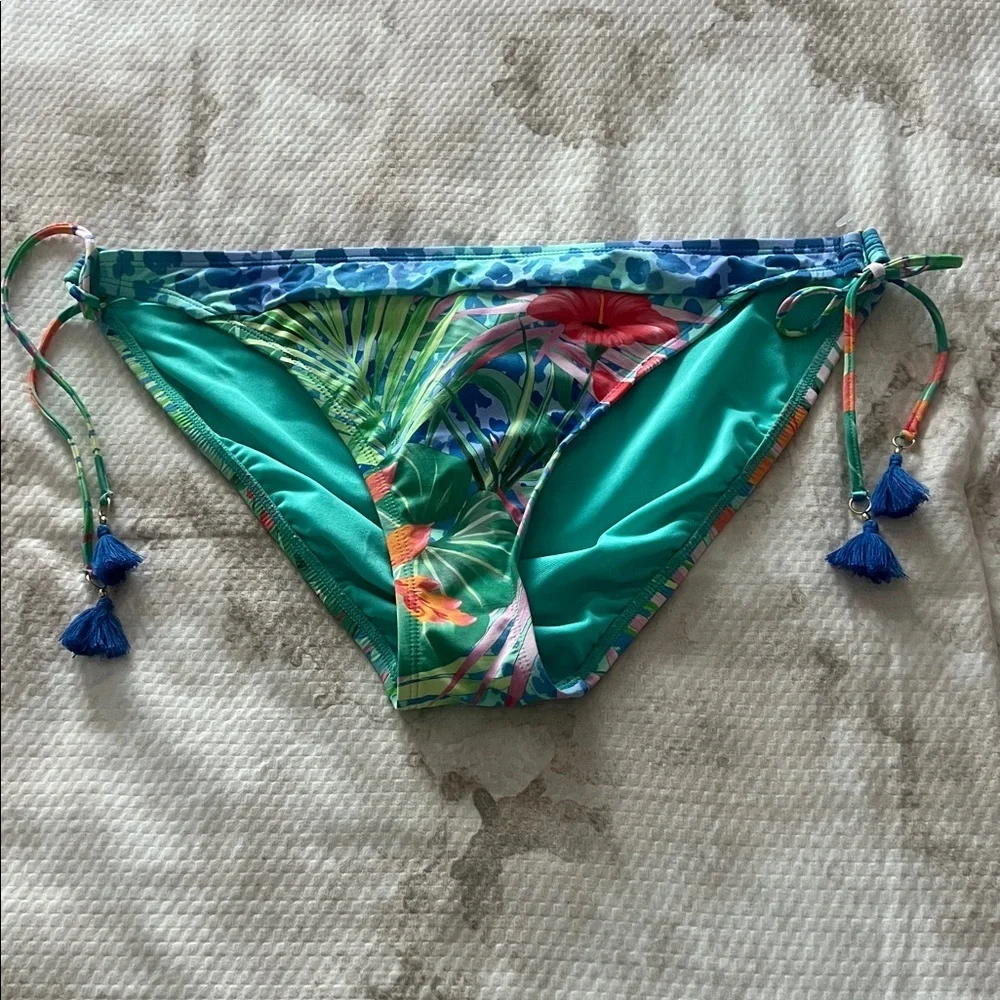 Bleu by Rod Beattie Tropical Flight Tie-Side Bikini Bottom Swimsuit Size 12